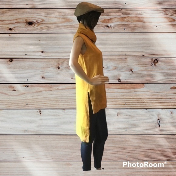 ✨ NEW Knit Yellow cowl neck long sweater top NEW Nordstroms - Picture 1 of 9